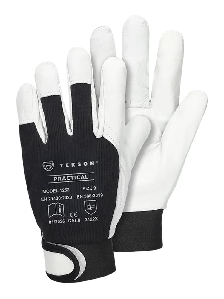 Gant TEKSON Practical - patte autoagrippante et paume en cuir de chèvre