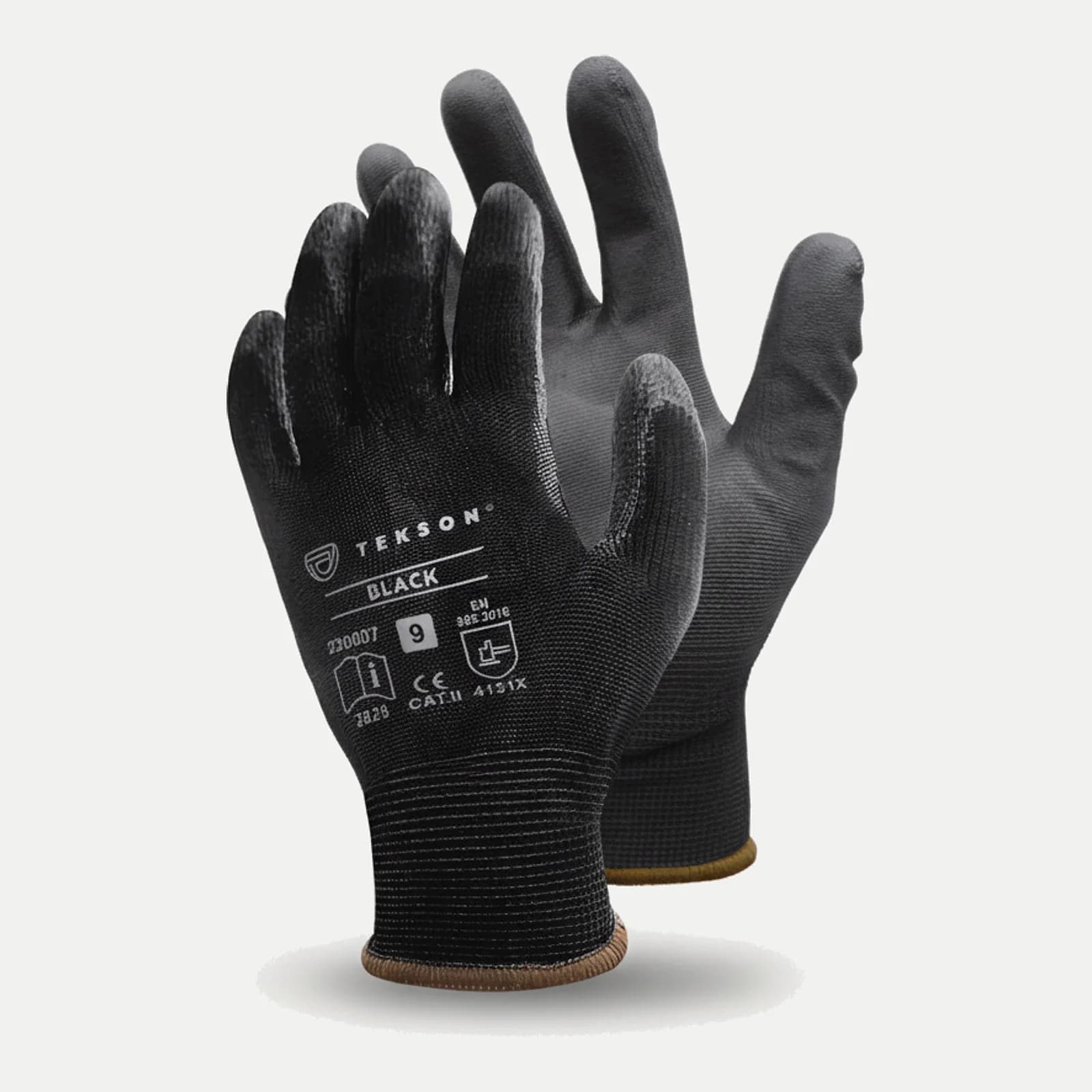 Gant TEKSON Protection noire PU - enduction PU et construction sans couture